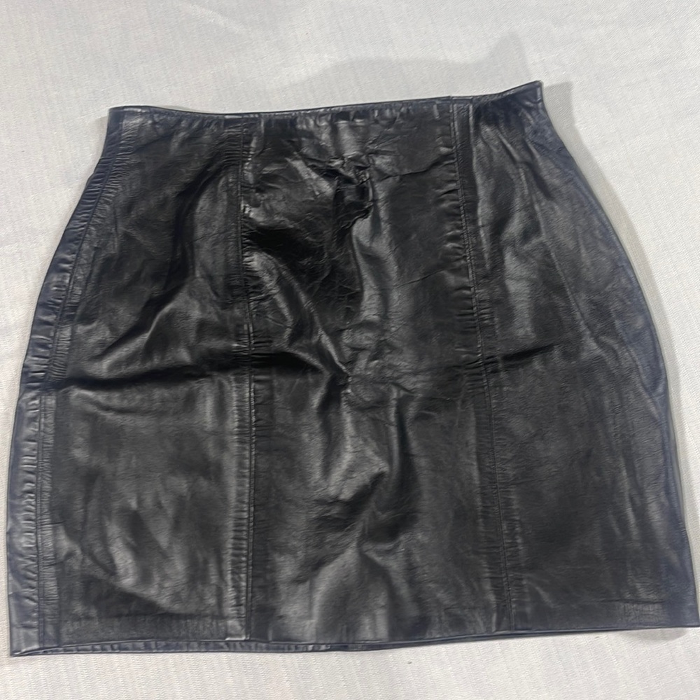 S&U Leather Fashions New York vintage genuine leather mini skirt | size …